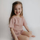 Rose Pink Summer Waffle Toddler Top & Bottom Set